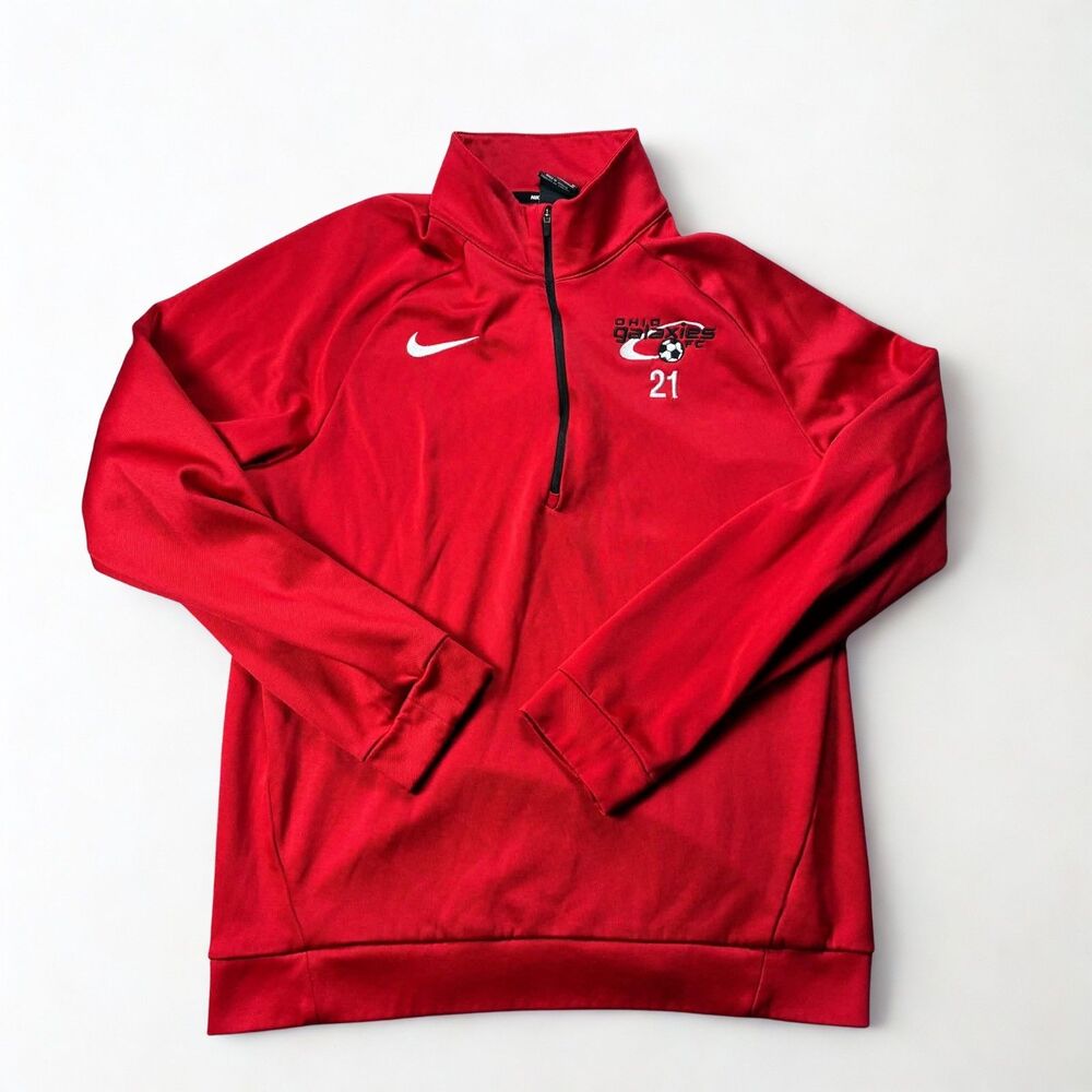 Nike Dri Fit Pullover Mens Medium Red Ohio Galaxies FC Soccer 1/4 Zip